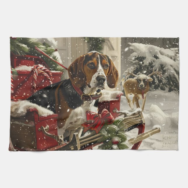 Treeing Walker Coonhound Dog Christmas Festive Geschirrtuch (Horizontal)