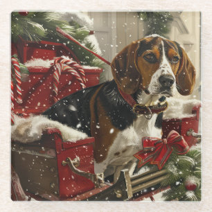 Treeing Walker Coonhound Dog Christmas Festive Glasuntersetzer