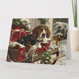 Treeing Walker Coonhound Dog Christmas Festive Karte
