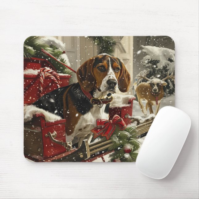 Treeing Walker Coonhound Dog Christmas Festive Mousepad (Mit Mouse)