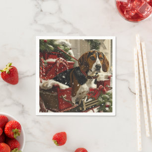 Treeing Walker Coonhound Dog Christmas Festive Serviette