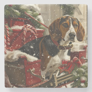 Treeing Walker Coonhound Dog Christmas Festive Steinuntersetzer