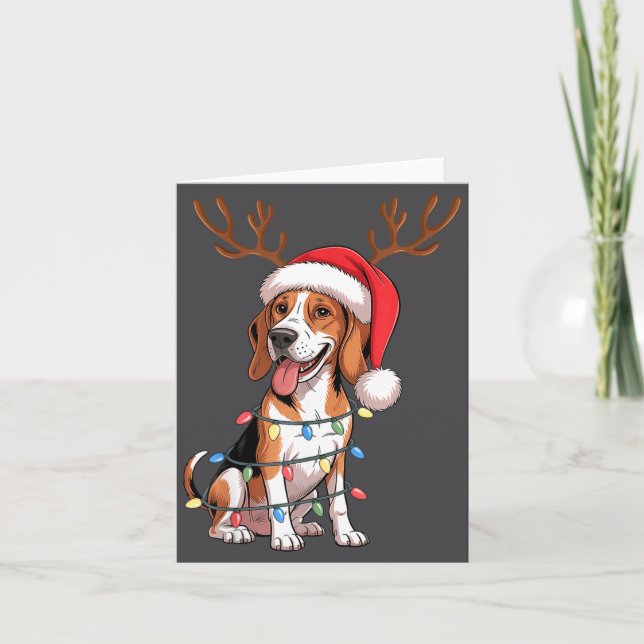 Treeing Walker Coonhound Dog Christmas Lights Sant Karte (Vorderseite)