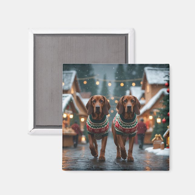 Treeing Walker Coonhound Dogs Christmas Snow  Magnet (Vorderseite/Rückseite)