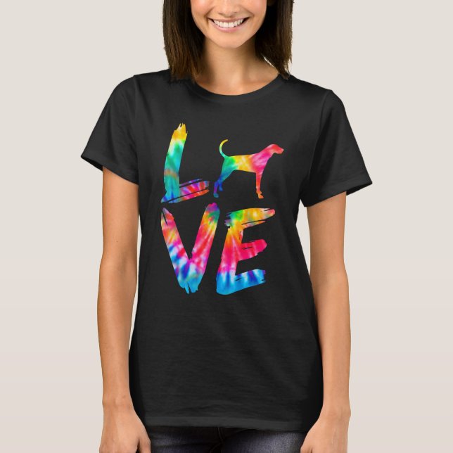 Treeing Walker Coonhound Gefärbte Krawatte Liebe D T-Shirt (Vorderseite)