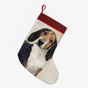 Treeing Walker Coonhound Gemälde - Original Kunst Kleiner Weihnachtsstrumpf