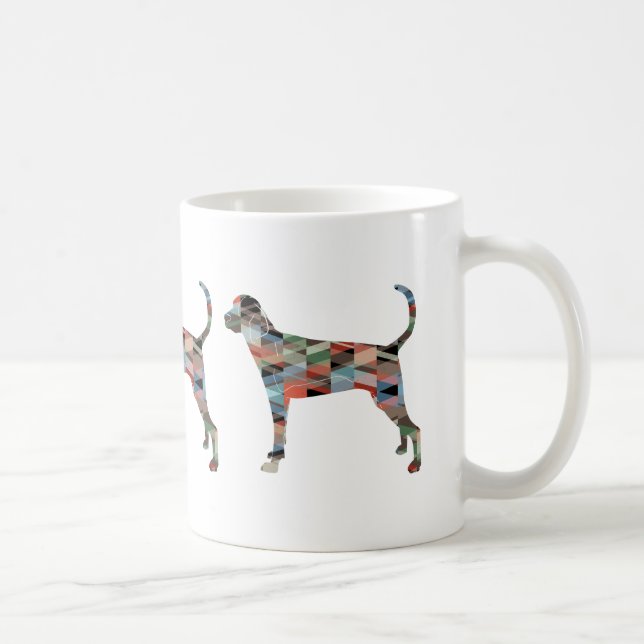 Treeing Walker Coonhound Geometrische Silhouette Kaffeetasse (Rechts)