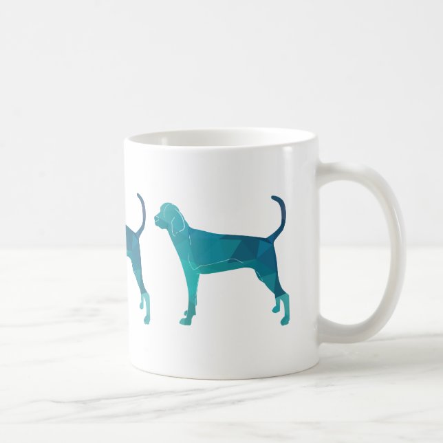Treeing Walker Coonhound Geometrische Silhouette Kaffeetasse (Rechts)