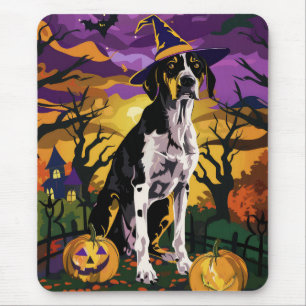 Treeing Walker Coonhound Halloween Hexen-Kürbis Mousepad
