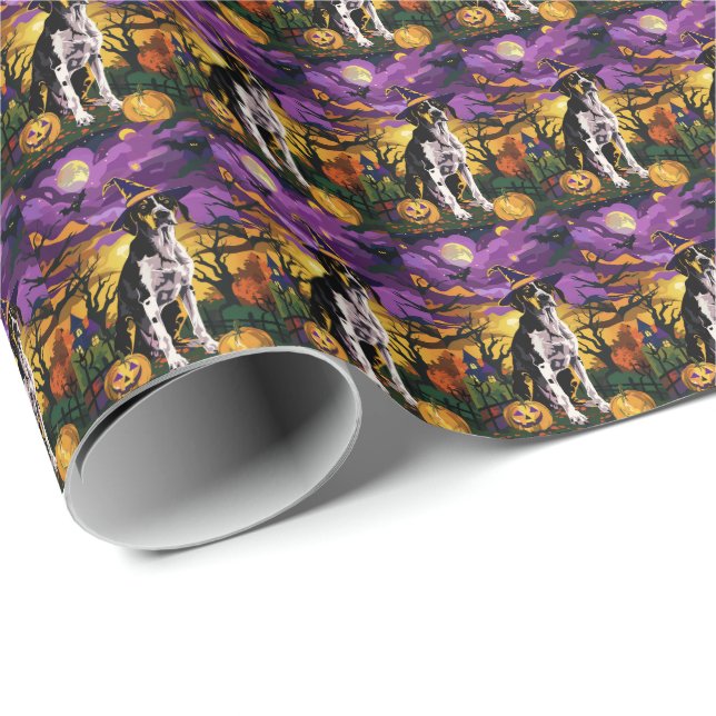 Treeing Walker Coonhound Halloween Hexenkürbis Geschenkpapier (Rolleneckpunkt)