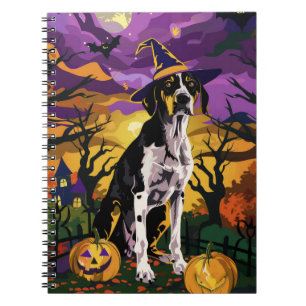 Treeing Walker Coonhound Halloween Hexenkürbis Notizblock