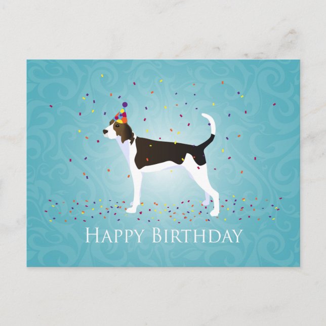 Treeing Walker Coonhound Happy Birthday Design Postkarte (Vorderseite)