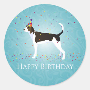 Treeing Walker Coonhound Happy Birthday Design Runder Aufkleber