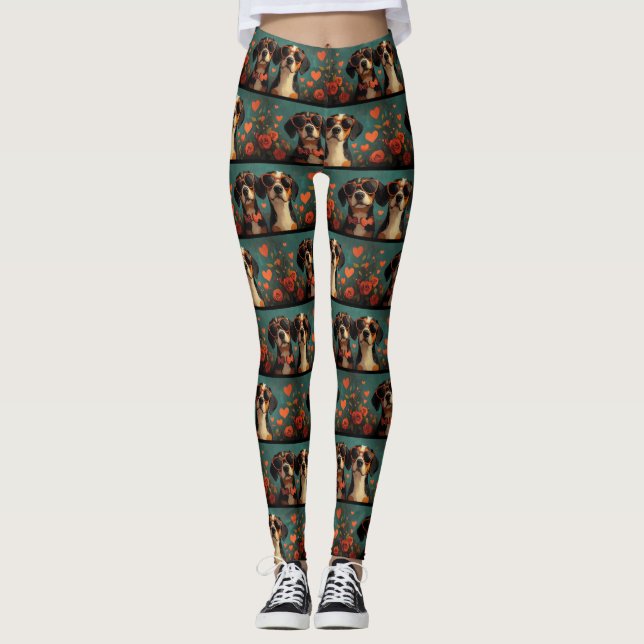 Treeing Walker Coonhound Heart Valentine's Day Leggings (Vorderseite)