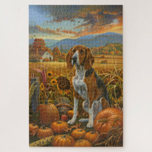 Treeing Walker Coonhound Hund Herbst Thanksgiving Puzzle