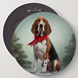 Treeing Walker Coonhound Hund in Schnee Weihnachte Button