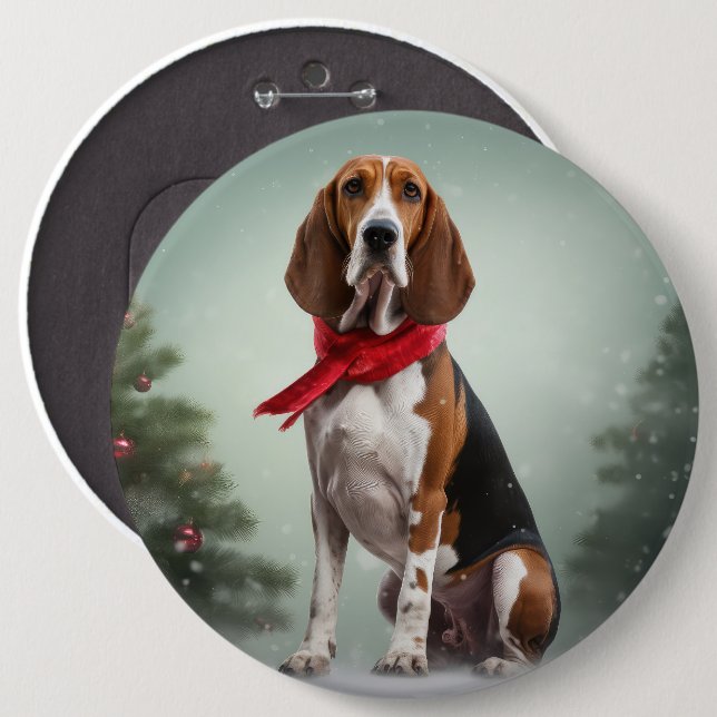 Treeing Walker Coonhound Hund in Schnee Weihnachte Button (Vorne & Hinten)