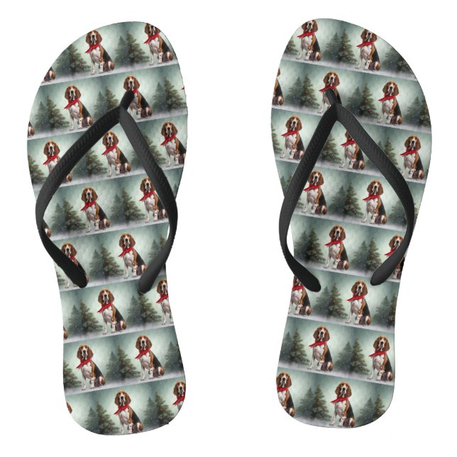 Treeing Walker Coonhound Hund in Schnee Weihnachte Flip Flops (Fußbett)