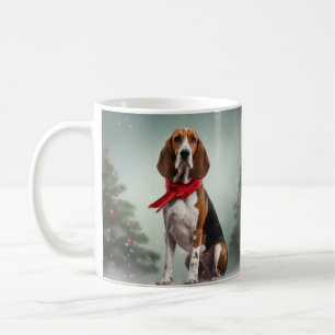 Treeing Walker Coonhound Hund in Schnee Weihnachte Kaffeetasse