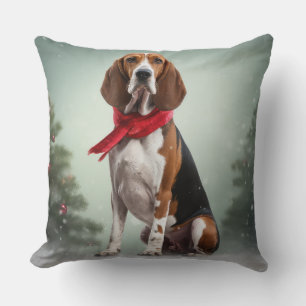 Treeing Walker Coonhound Hund in Schnee Weihnachte Kissen