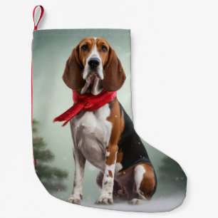 Treeing Walker Coonhound Hund in Schnee Weihnachte Kleiner Weihnachtsstrumpf