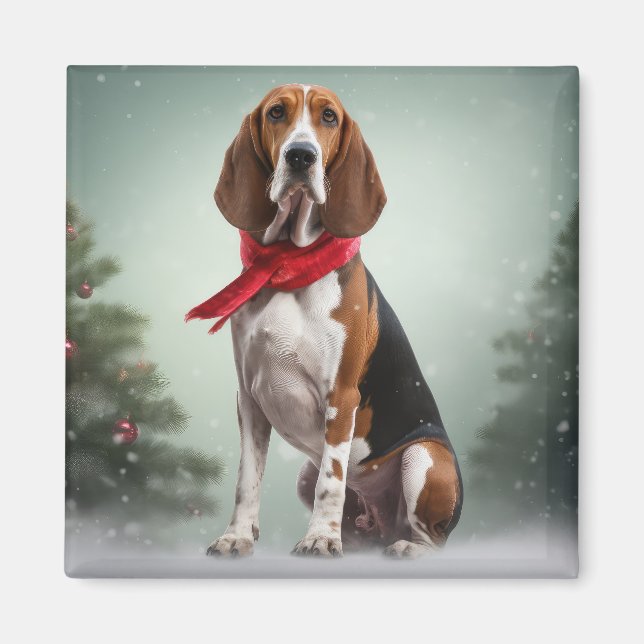 Treeing Walker Coonhound Hund in Schnee Weihnachte Magnet (Vorne)