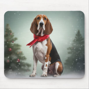 Treeing Walker Coonhound Hund in Schnee Weihnachte Mousepad