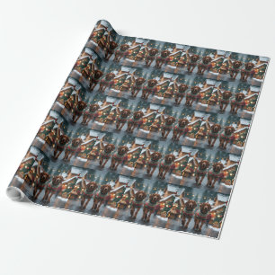 Treeing Walker Coonhound Hunde Weihnachten Schnee Geschenkpapier