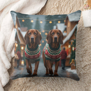 Treeing Walker Coonhound Hunde Weihnachten Schnee Kissen