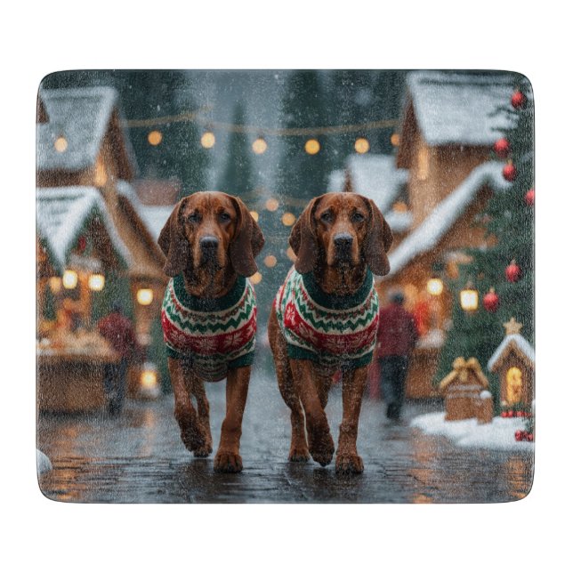 Treeing Walker Coonhound Hunde Weihnachten Schnee  Schneidebrett (Vorderseite)