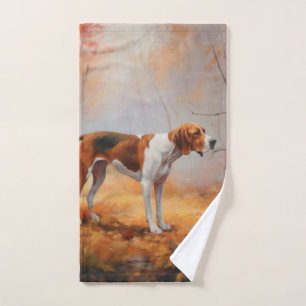 Treeing Walker Coonhound im Herbstlaub fällt Badhandtuch Set