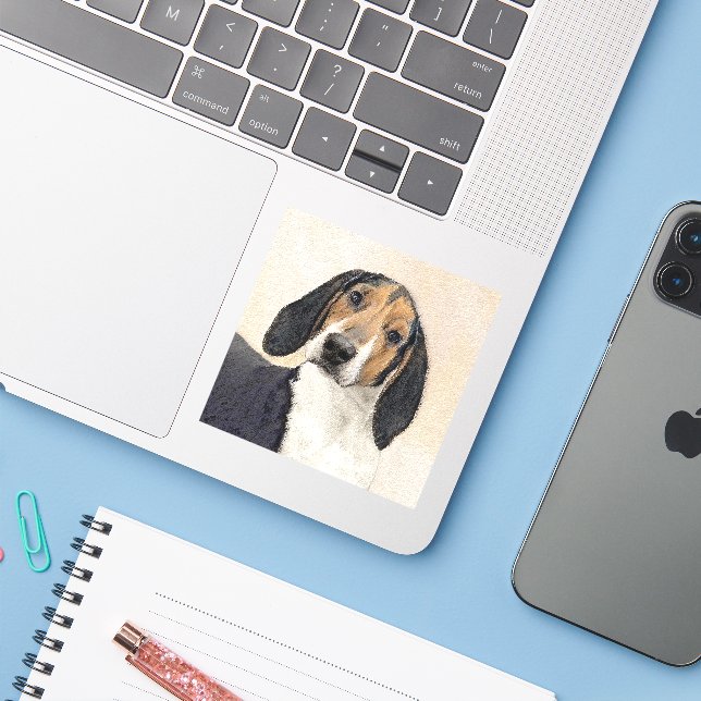 Treeing Walker Coonhound Malerei - Originelle Kuns Aufkleber (Laptop mit iPhone)