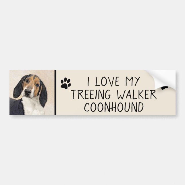Treeing Walker Coonhound Malerei - Originelle Kuns Autoaufkleber (Vorne)