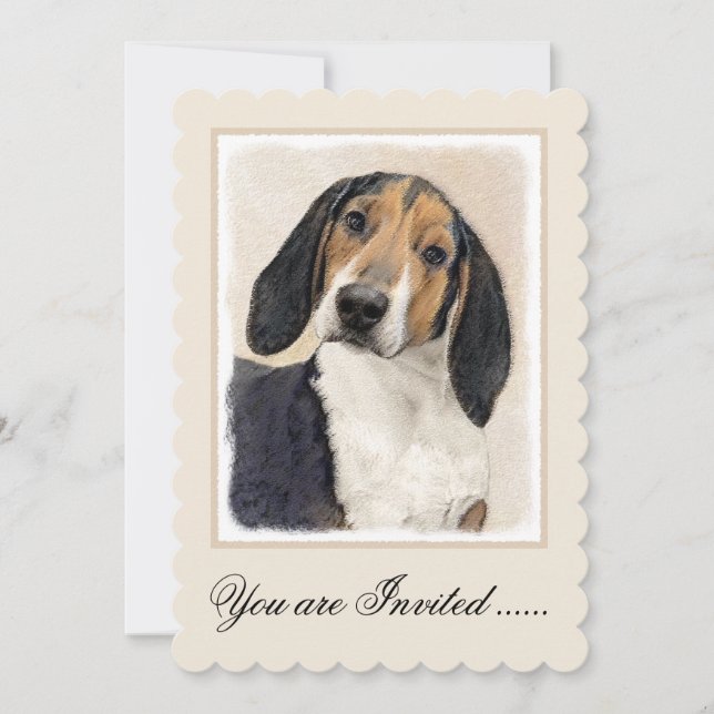 Treeing Walker Coonhound Malerei - Originelle Kuns Einladung (Vorderseite)