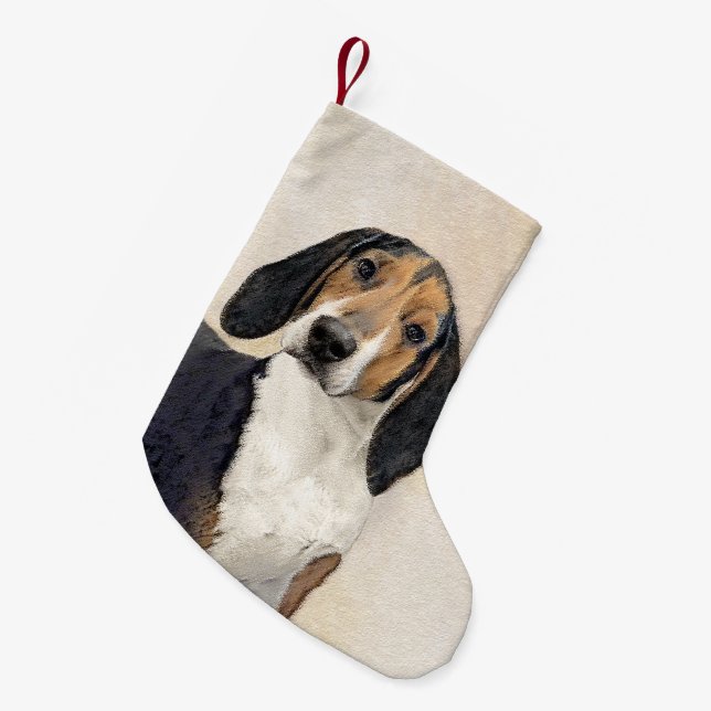 Treeing Walker Coonhound Malerei - Originelle Kuns Kleiner Weihnachtsstrumpf (Vorderansicht (hängend))