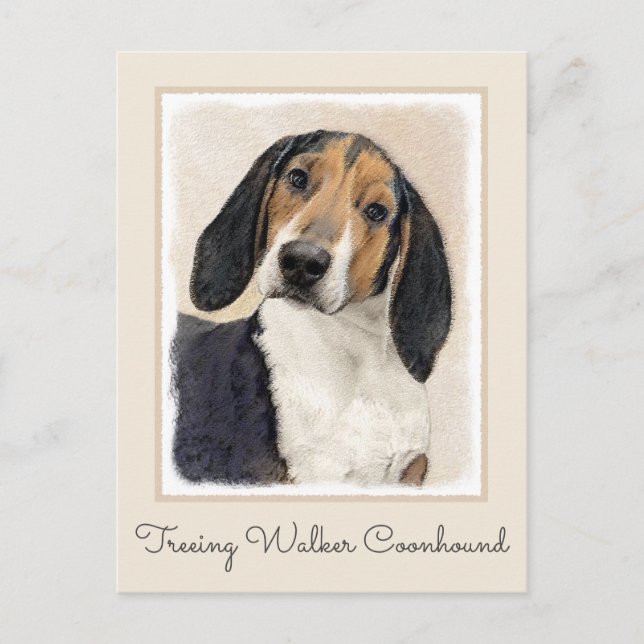 Treeing Walker Coonhound Malerei - Originelle Kuns Postkarte (Vorderseite)
