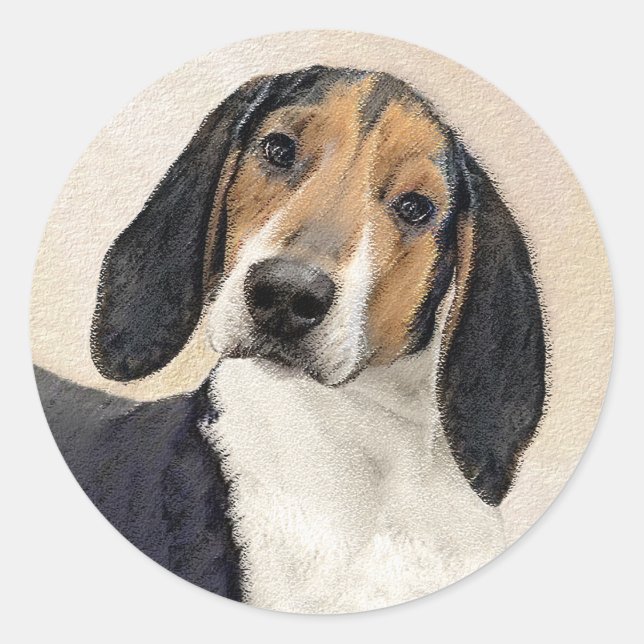 Treeing Walker Coonhound Malerei - Originelle Kuns Runder Aufkleber (Vorderseite)