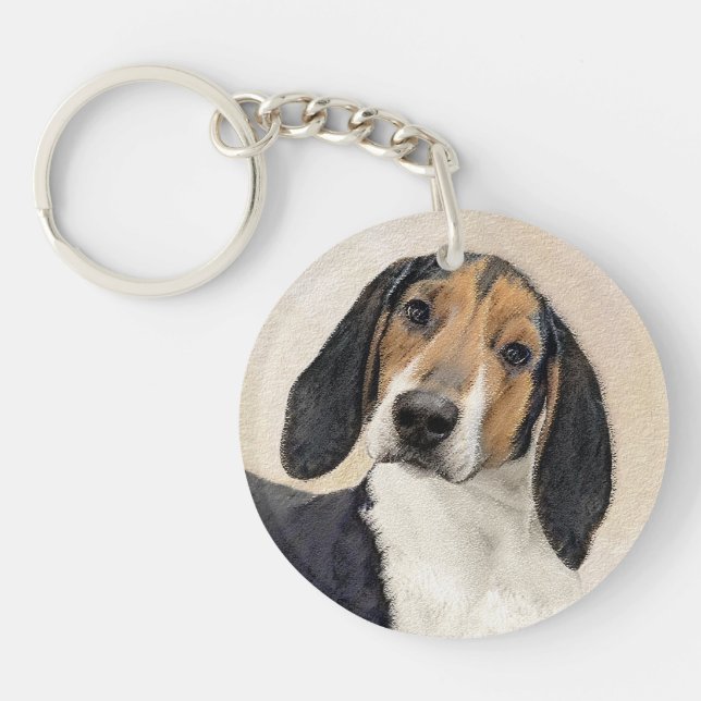 Treeing Walker Coonhound Malerei - Originelle Kuns Schlüsselanhänger (Vorderseite)
