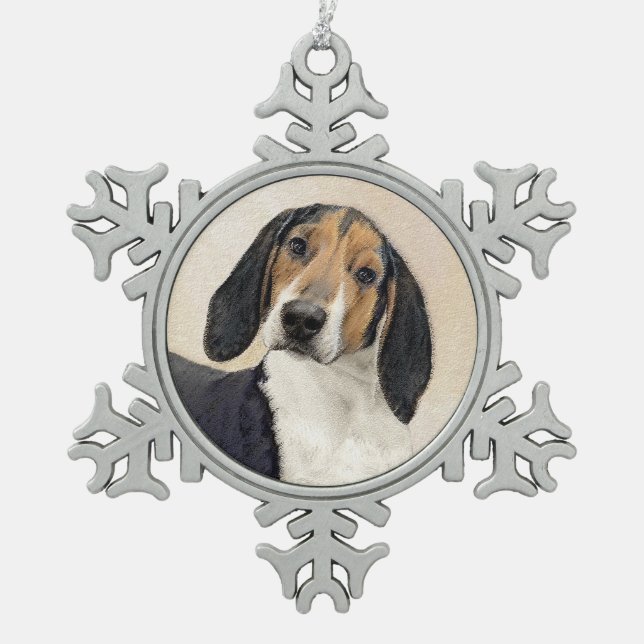 Treeing Walker Coonhound Malerei - Originelle Kuns Schneeflocken Zinn-Ornament (Vorderseite)