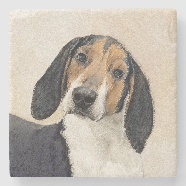 Treeing Walker Coonhound Malerei - Originelle Kuns Steinuntersetzer (Vorderseite)
