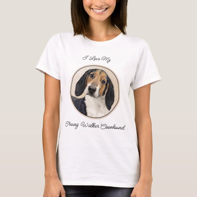 Treeing Walker Coonhound Malerei - Originelle Kuns T-Shirt (Vorderseite)