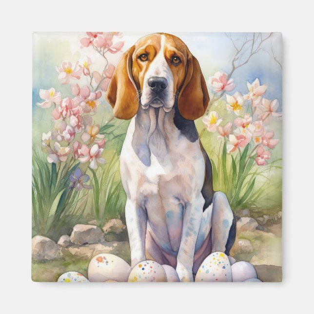 Treeing Walker Coonhound mit Ostereiern Urlaub Magnet (Vorne)