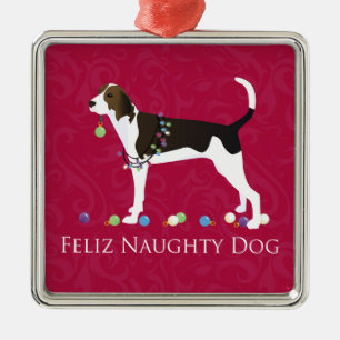 Treeing Walker Coonhound Weihnachten Silbernes Ornament