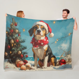 Treeing Walker Coonhound Weihnachten Vintage Stran Fleecedecke