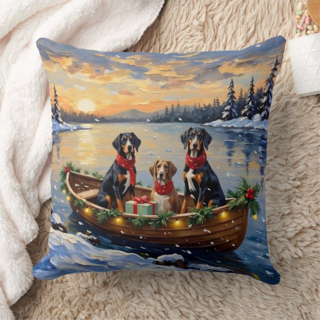Treeing Walker Coonhound Weihnachtsboot Urlaub Kissen (Decke)