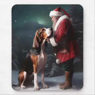 Treeing Walker Coonhound Weihnachtsmann Mousepad