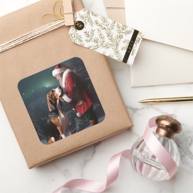 Treeing Walker Coonhound Weihnachtsmann Quadratischer Aufkleber (Schenken)