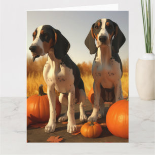 Treeing Walker Coonhound Welpe Herbst Kürbis Karte