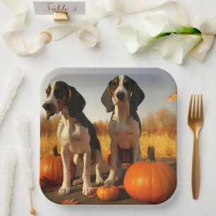 Treeing Walker Coonhound-Welpe Herbstkürbis Pappteller
