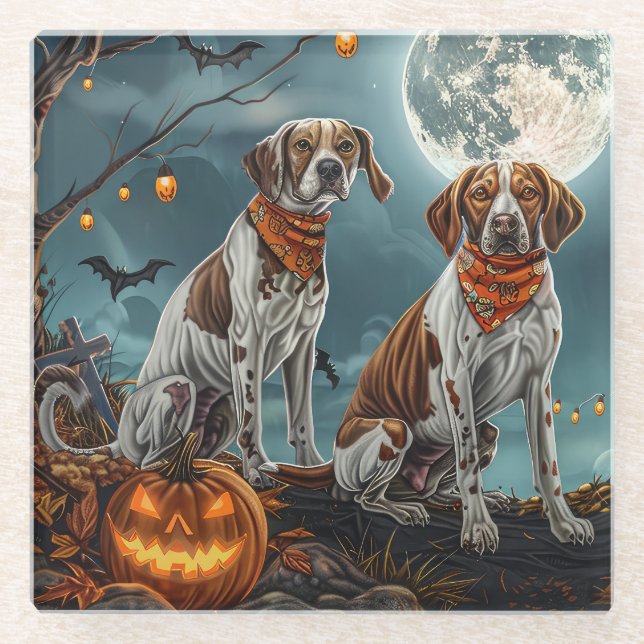 Treeing Walker Halloween Spooky Glasuntersetzer (Vorderseite)